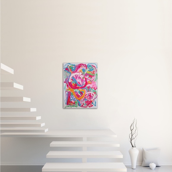 Summer Fling, bright and colorful, medium, original abstract, design painting - Picture 6 of 7